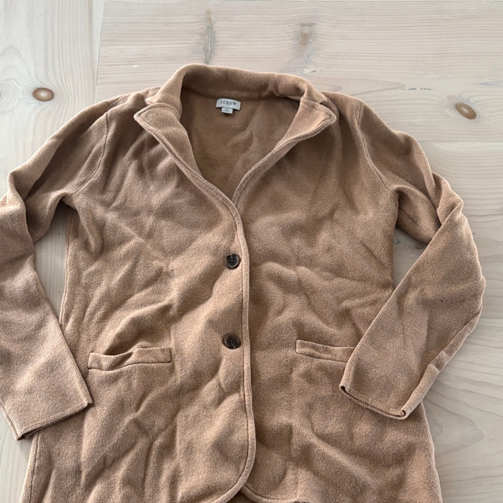 J. Crew Factory Women's Camel Knit Blazer Jacket
